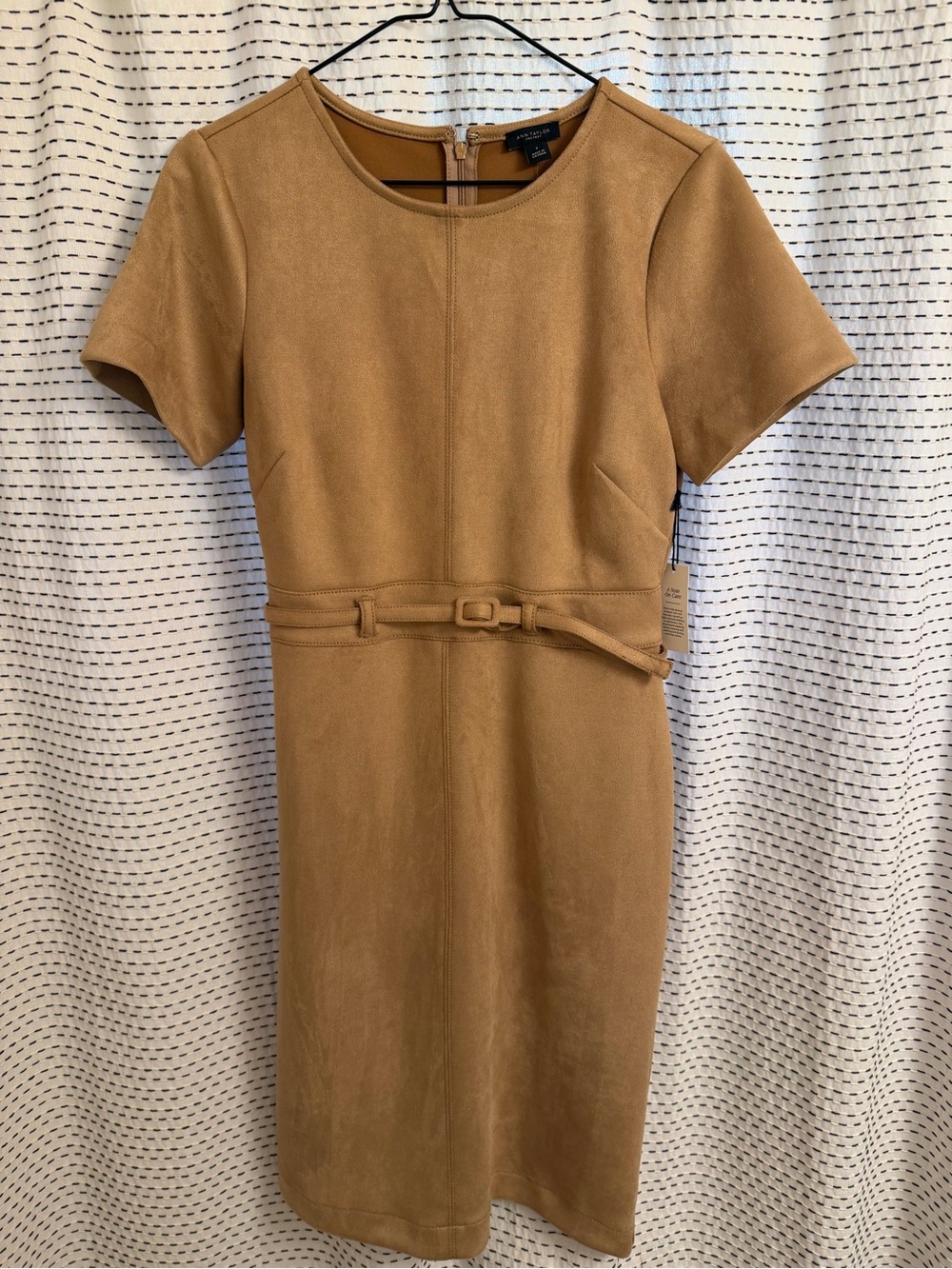 Ann Taylor NWT Camel Belted Suede Dress